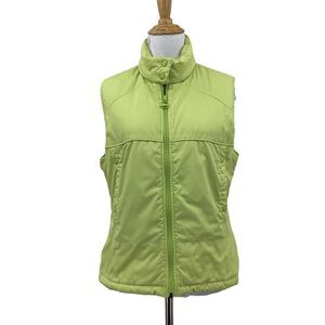 Lacoste Puffer Vest Womens 40 Green Zip Up Stand Up Collar Quilted Lightweight
